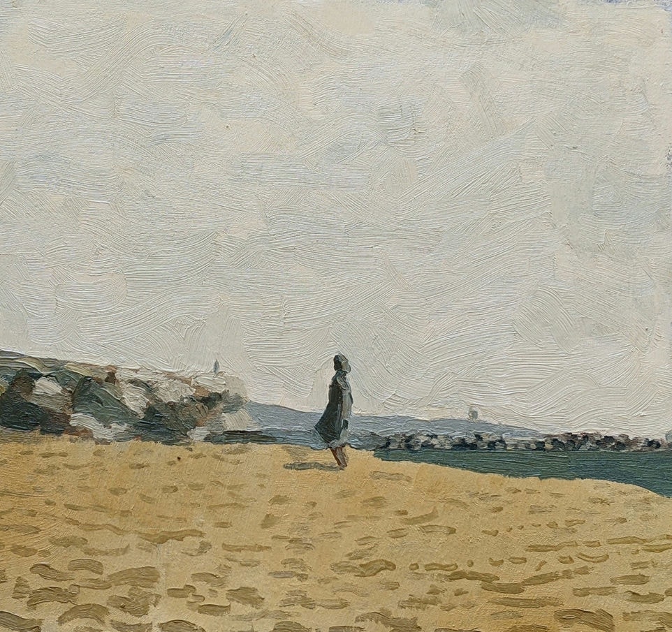 Beach, 2023, Oil on cardboard.