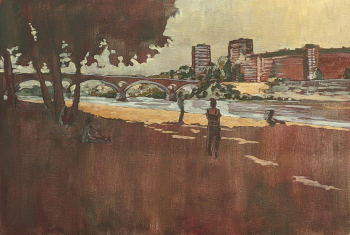 Pont des Catalans depuis le quai Viguerie, 2024, 1cm × 1cm, oil on canvas.