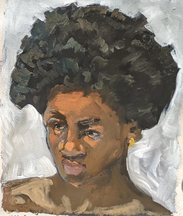 Marlène, 2024, 21cm × 27cm, Oil on cardboard.